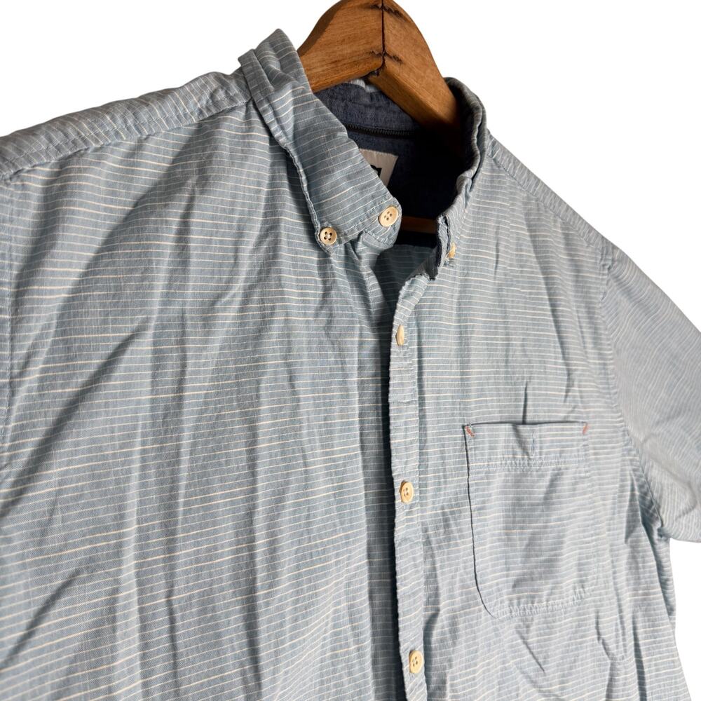 Vissla Button Up Shirt Blue Pocket Blue Outdoor Surf Short Sleeve Men Large